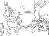 coloriage shrek s enfuie avec l ane t le chat sur l epaule